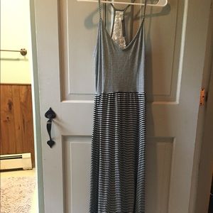 Black/white striped maxi dress